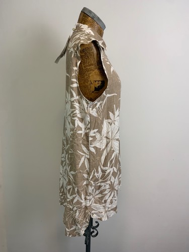GERRY WEBER BLOUSE SHIRT 16 TAUPE CREAM Floral Linen Sleeveless NEW RRP £80 - Picture 4 of 15