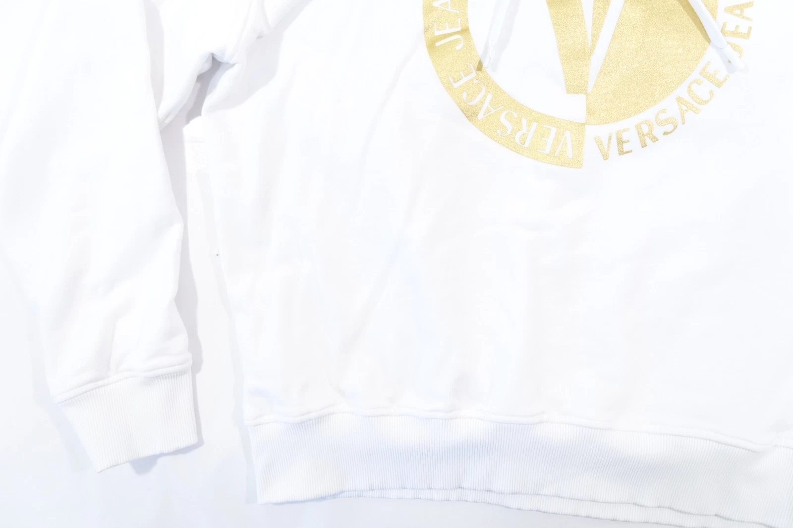 VERSACE JEANS COUTURE BIANCO ORO 2XL PULLOVER FELPA CON CAPPUCCIO MAGLIONE