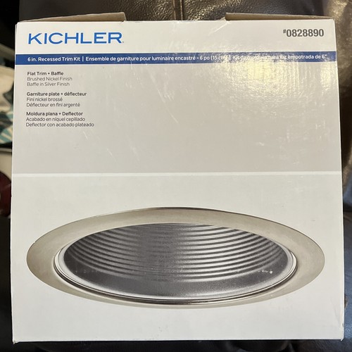 KICHLER 6” Recessed Light Brushed Nickel Trim Kit & Silver Baffle