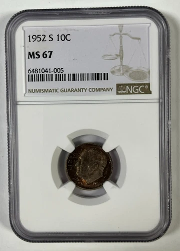 1952 S Roosevelt Dime NGC MS 67 BEAUTIFULLY TONED