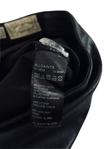 AllSaints Damen-Bleistiftrock schwarz durchgehender Reißverschluss Größe 4 schmal geschnitten Mini - Bild 10 von 11