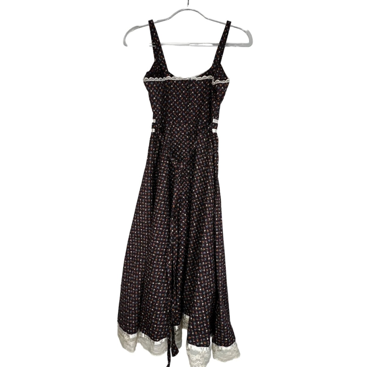 Vintage Gunne Sax Dress Calico Prairie Brown Floral Size Junior 5  Cottagecore