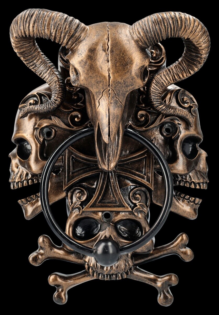Door Knocker - Skulls & Ram Skull - Towel Holder Gothic Decor Fantasy