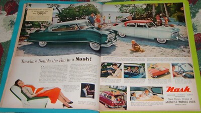 1954 PRINT AD ~ NASH AUTOMOBILE CAR AMBASSADOR LE MANS METROPOLITAN RAMBLER
