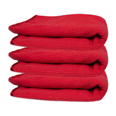 Chemical Guys - Glass & Window Waffle Weave Microfiber Towel Red 24''x16'' 3 Pack