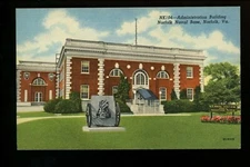 Military linen Postcard WWII Administration Bldg, Norfolk Naval Base, Virginia