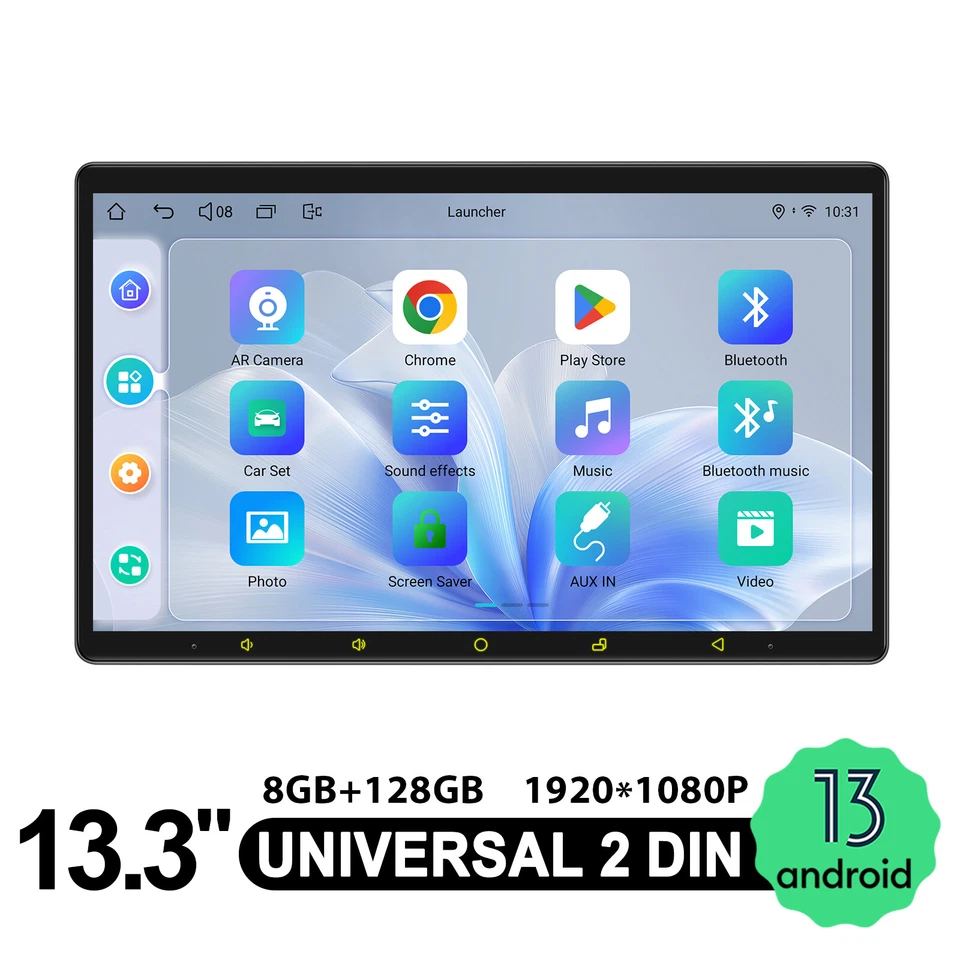 Android Car Stereo Octa Core Universal Double 2 Din 13.3" Touchscreen Head Unit - Image 2 of 4