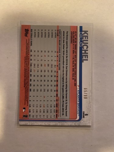 2019 Topps Chrome Dallas Keuchel Green Refractor /99 - Picture 2 of 2