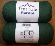 Lot of 2 Skeins, Tent Sale Worsted Yarn, 7oz each, 426 yds, True Green
