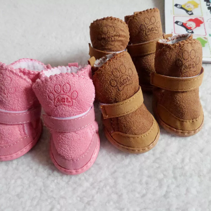 4Pcs Set Cute Warm Winter Pet Dog Boots Puppy Shoes Protective