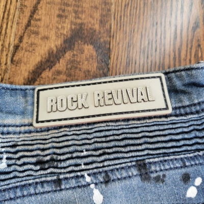 Rock Revival Moto Jezek Jeans Distressed Zippers Men's Size 36