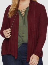 284 Michael Stars Women's Red Long-Sleeve Open-Front Cardigan Sweater One Size