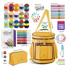 Crocheting Kit for Beginners, Crochet Starter Kit with Soft Crochet Yarns & Bag