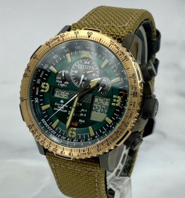 Citizen Promaster Green Dial World Time Eco-Drive Watch Men's
