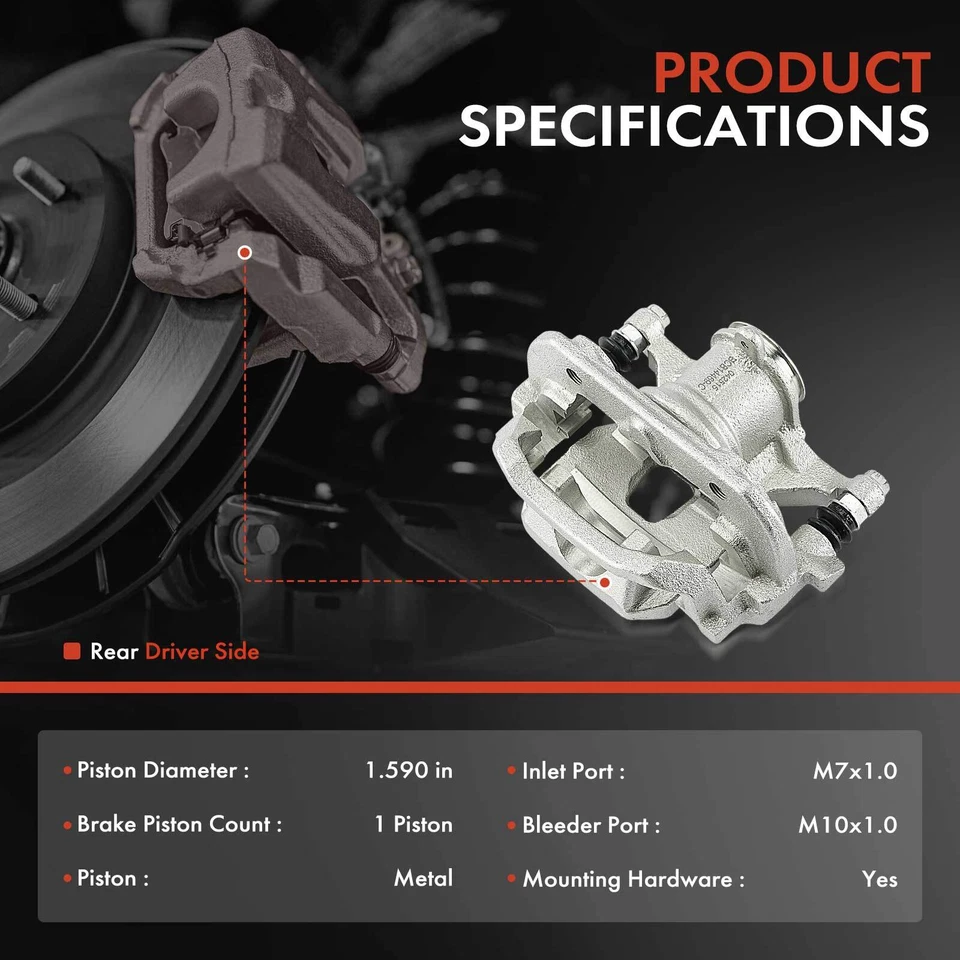 Rear Left Brake Caliper with Bracket for Lexus NX200t 15-17 NX300 18-21 NX300h - Image 2 of 4