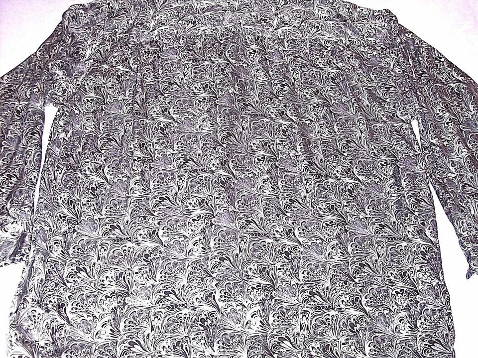 MENS GENELLI  100% SILK SHIRT BLACK, DARK AND LIGHT SILVER PAISLEY XX  LARGE - Image 2 of 4