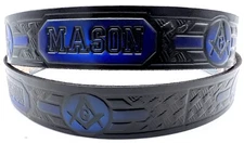 MASONS MASONIC EMBOSSED GENUINE COWHIDE LEATHER BELT SIZE 26-48 USA MADE