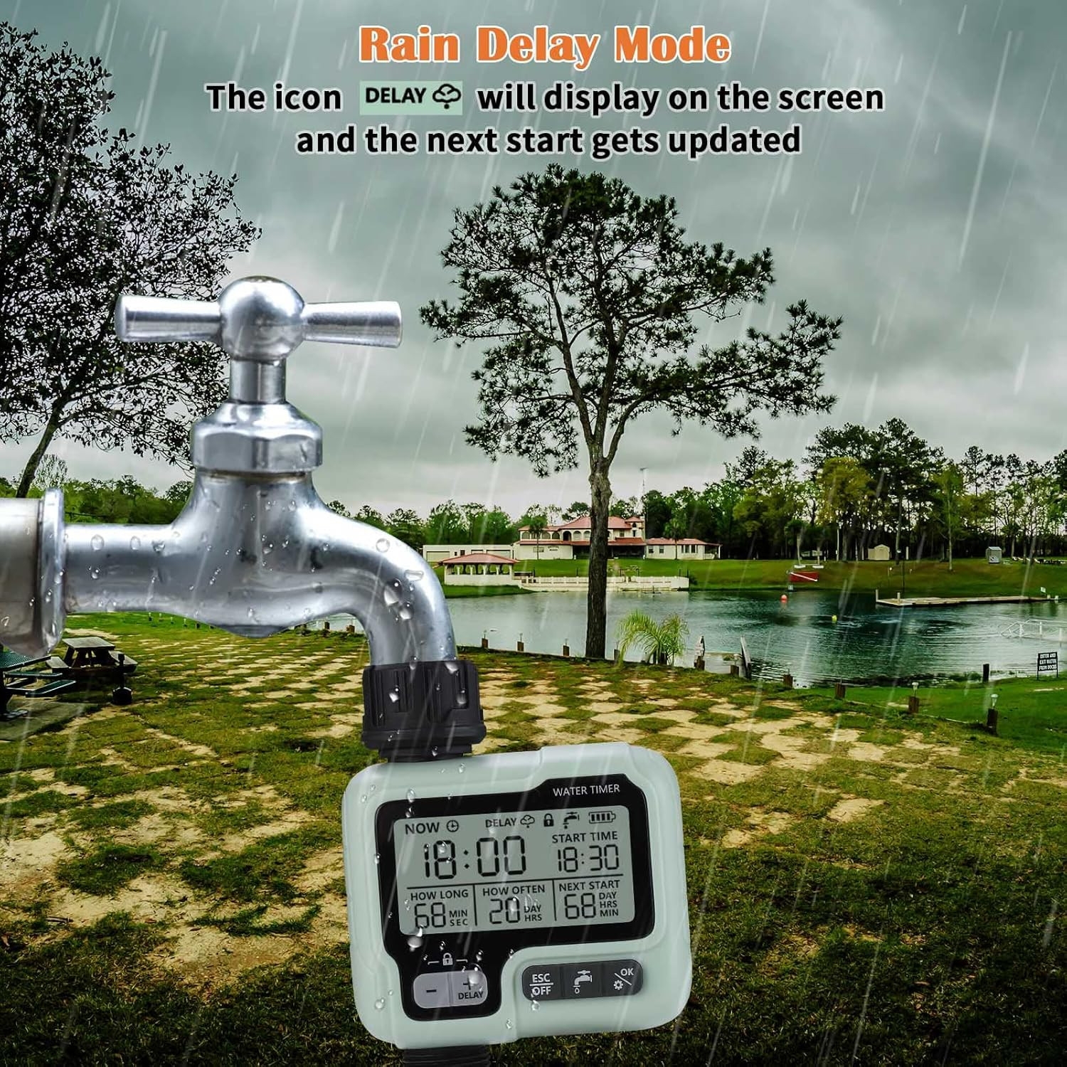 Timer Irrigazione Giardino IPX5: Programmatore Automatico Digitale Professionale - 3