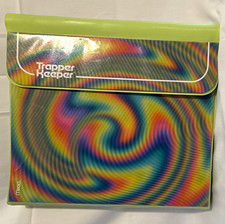 Vintage Mead Trapper Keeper 3-Ring Binder Portfolio Swirl Green Psychedelic