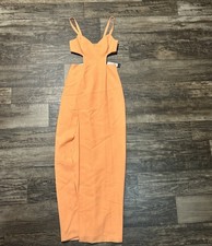 BCBG Cut Out Formal Gown Prom Orange Size 0 Slit Floor Length Beach Wedding