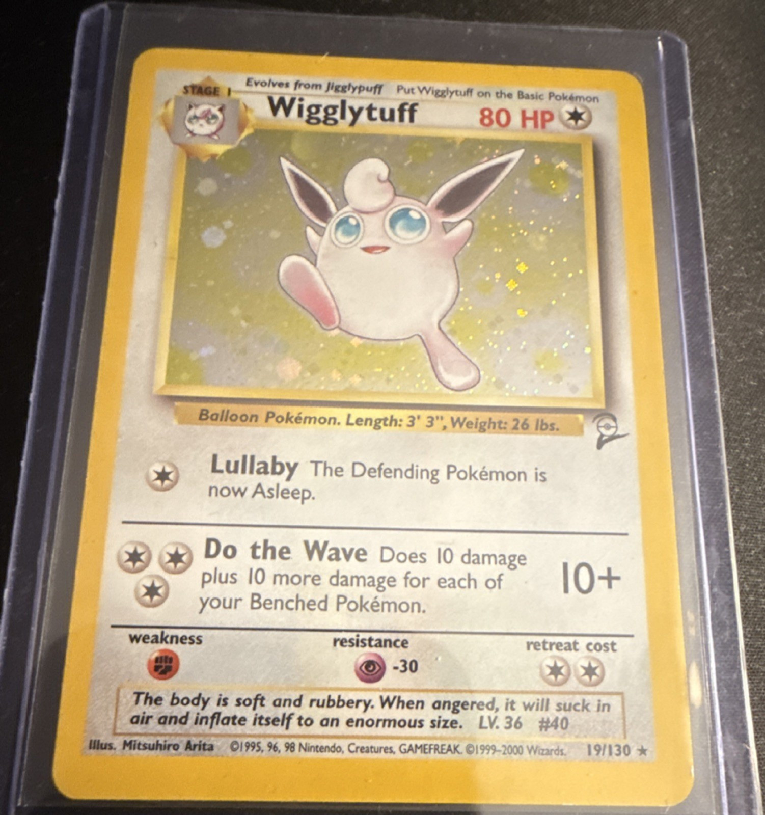 The Pokémon Company Wigglytuff Base Set 2 Holo Rare 19/130 80HP Stage 1 2000