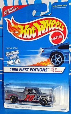 Hot Wheels 1996 First Editions #367 Chevy 1500 Gray w/ Small GY7SPs Painted Base