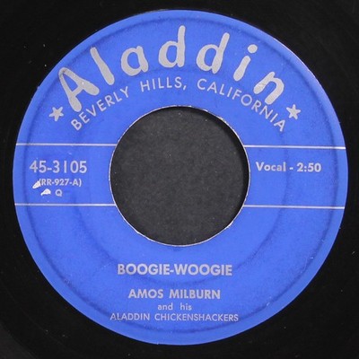 AMOS MILBURN: boogie woogie / she's gone again ALADDIN 7'' Single 45 RPM