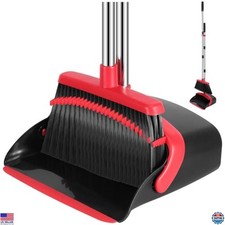 Adjustable 52" Broom  Dustpan Set with Teeth for Hair - Home, Kitchen, Office