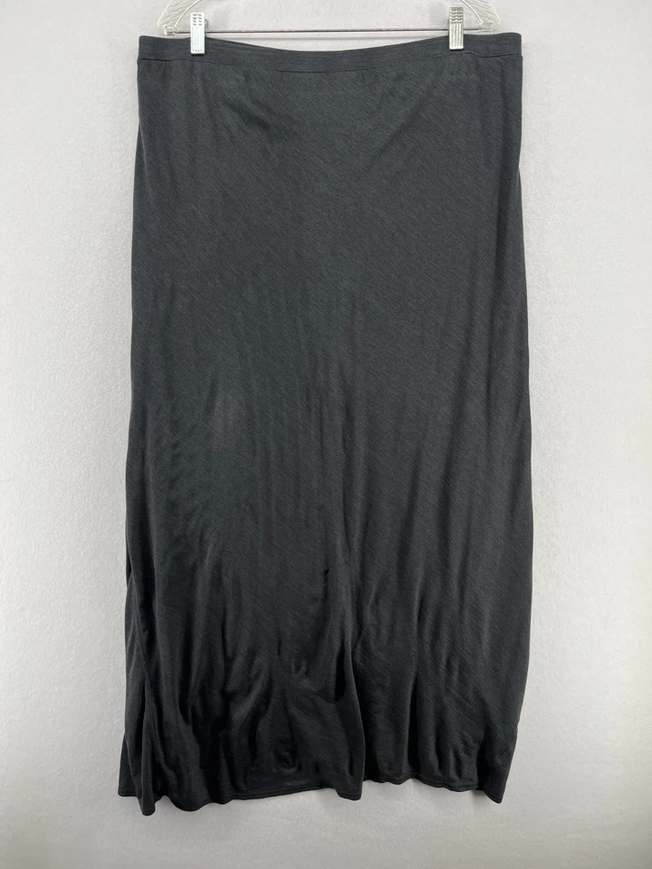 Falda EILEEN FISHER XL Seda Algodón Elástico Jersey Corte Sesgado Maxi Forrada Gris Foto 2 de 4