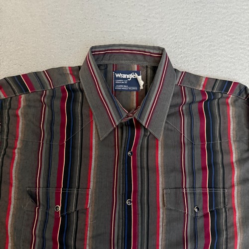 Wrangler X Long Tails Shirt Mens Size 17.5 35 Striped Long Sleeve Snap Button - Picture 5 of 8