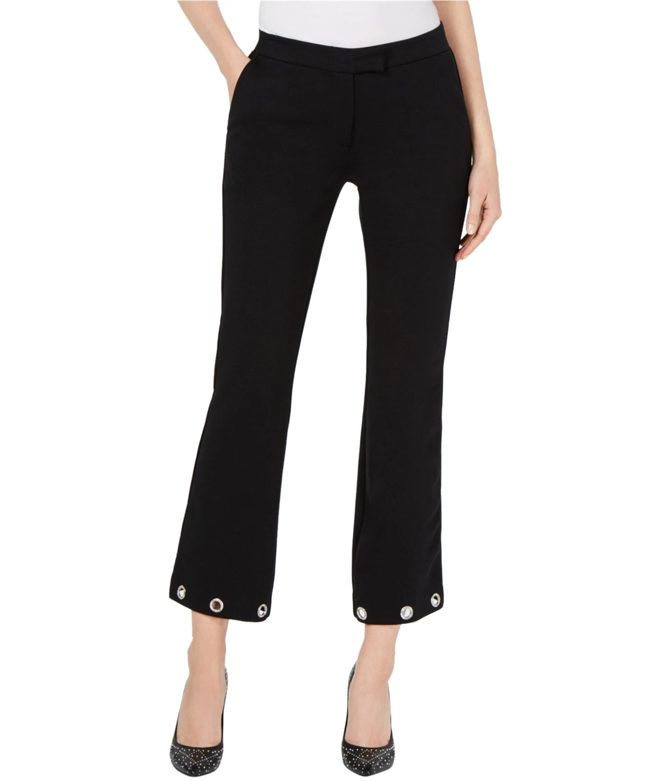 Michael Kors Womens Grommet Detail Tapered Cropped Capri Casual Pants