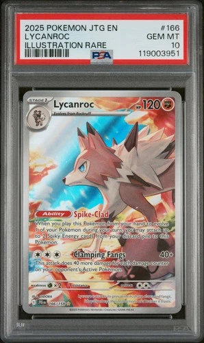 2025 POKEMON JTG EN-JOURNEY TOGETHER ILLUSTRATION RARE #166 LYCANROC PSA 10