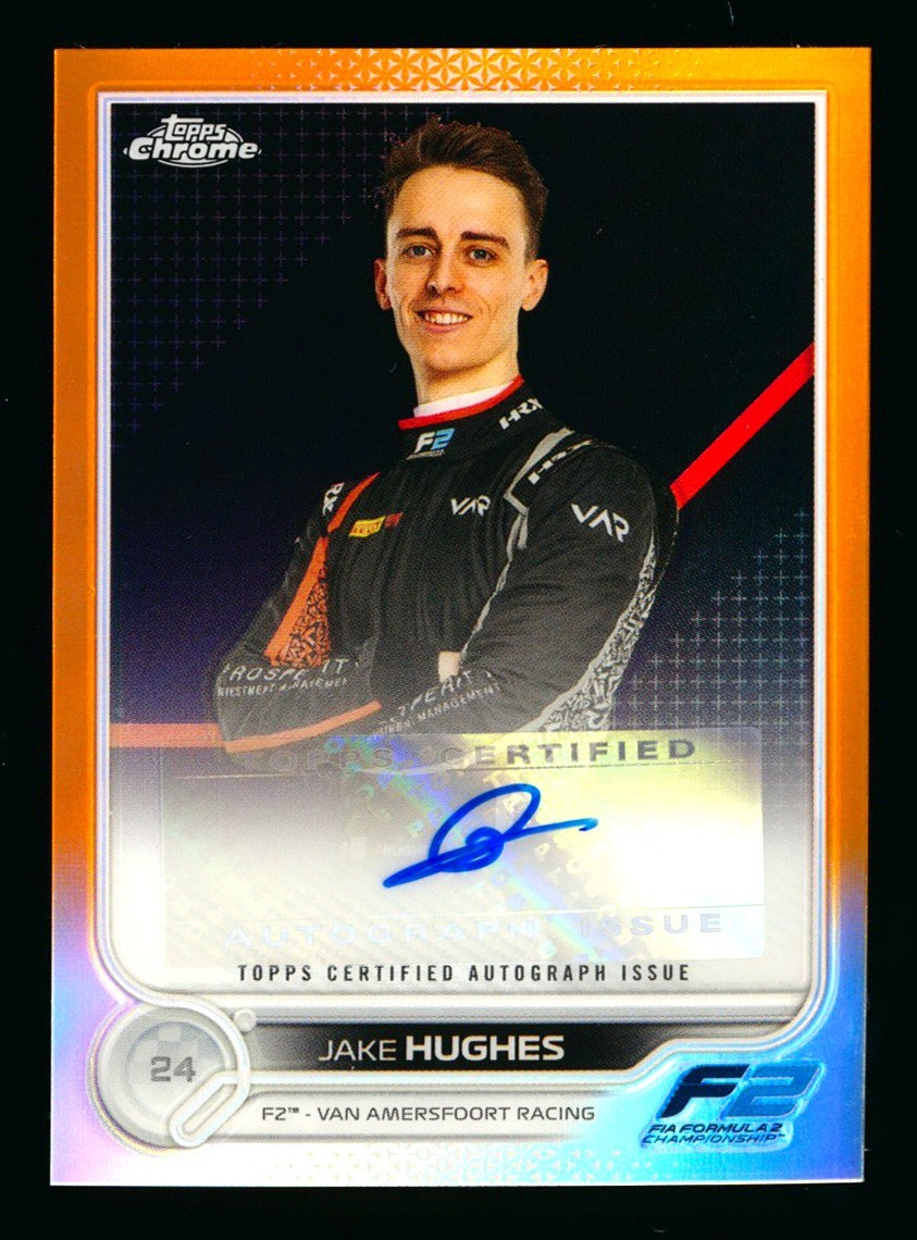 2022 TOPPS CHROME F1 JAKE HUGHES RC ORANGE REFRACTOR AUTO AUTOGRAPH SP #09/25!