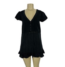 Urban Outfitters XS Women Black V-neck Mini Dress Short Sleeve Cotton W1