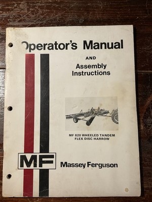 Massey Ferguson MF 820 Wheeled Tandem Flex Disc Harrow Operators Manual