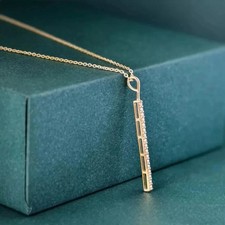 1CT Round Lab Created Diamond Women's Bar Pendant In 14K Yellow Gold Plated