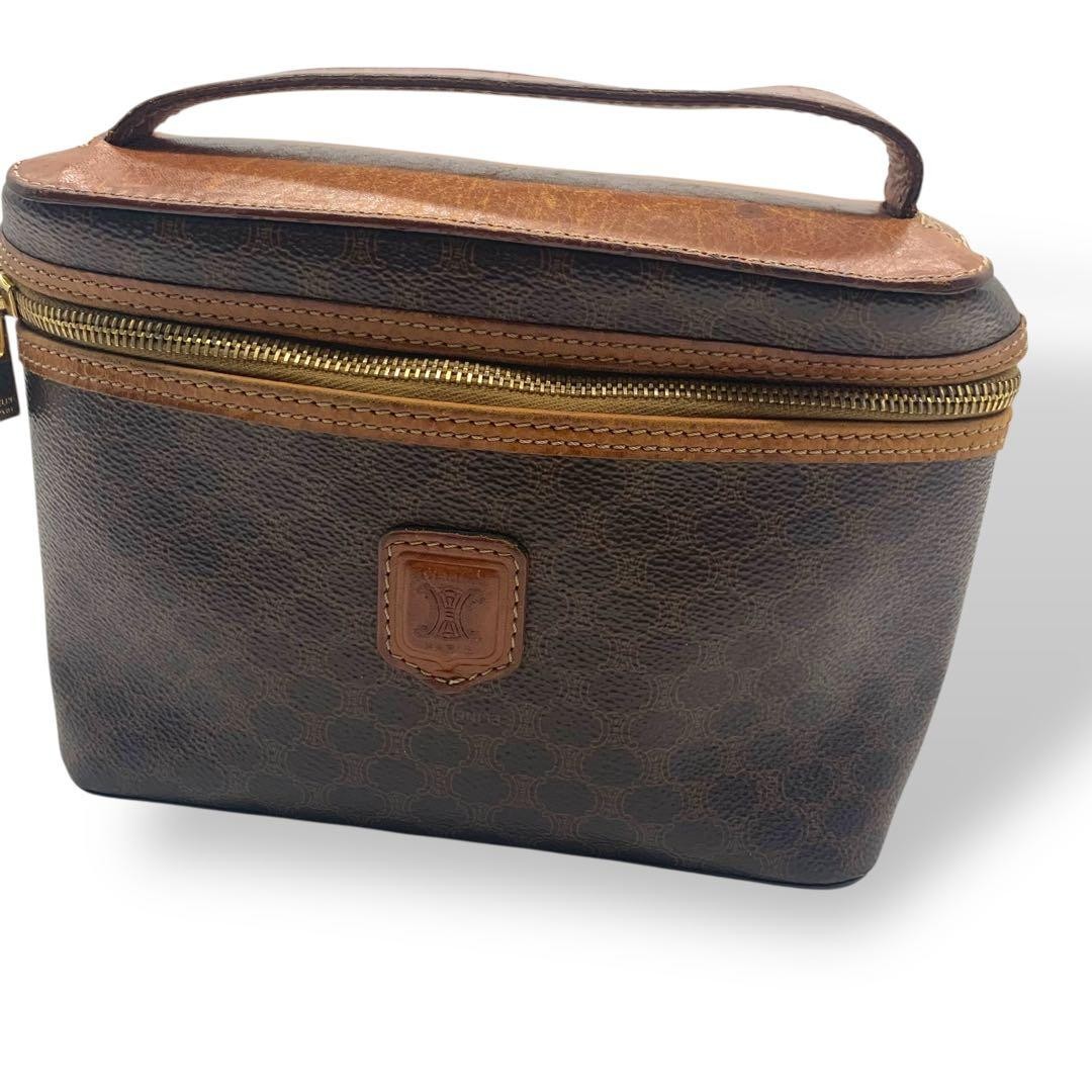 CELINE Houndstooth Pattern Vanity Bag Leather Bro… - image 22