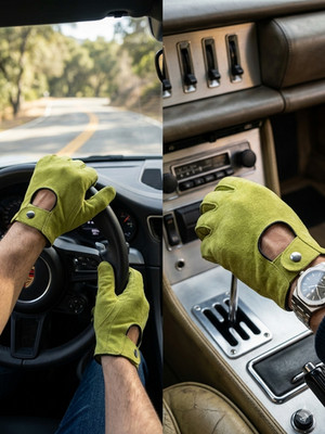 Men s Suede Leather Driving Gloves Soft Comfortable Grip Classic Car Driving 