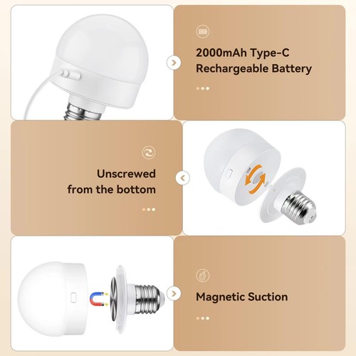 JIOODICH. 2 Pack Rechargeable Battery Operated Light Bulb with Remote Control... - Picture 4 of 7