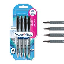 Paper Mate FlexGrip Gel Pens | Medium Point 0.7 mm | Black Ink | 4 Count