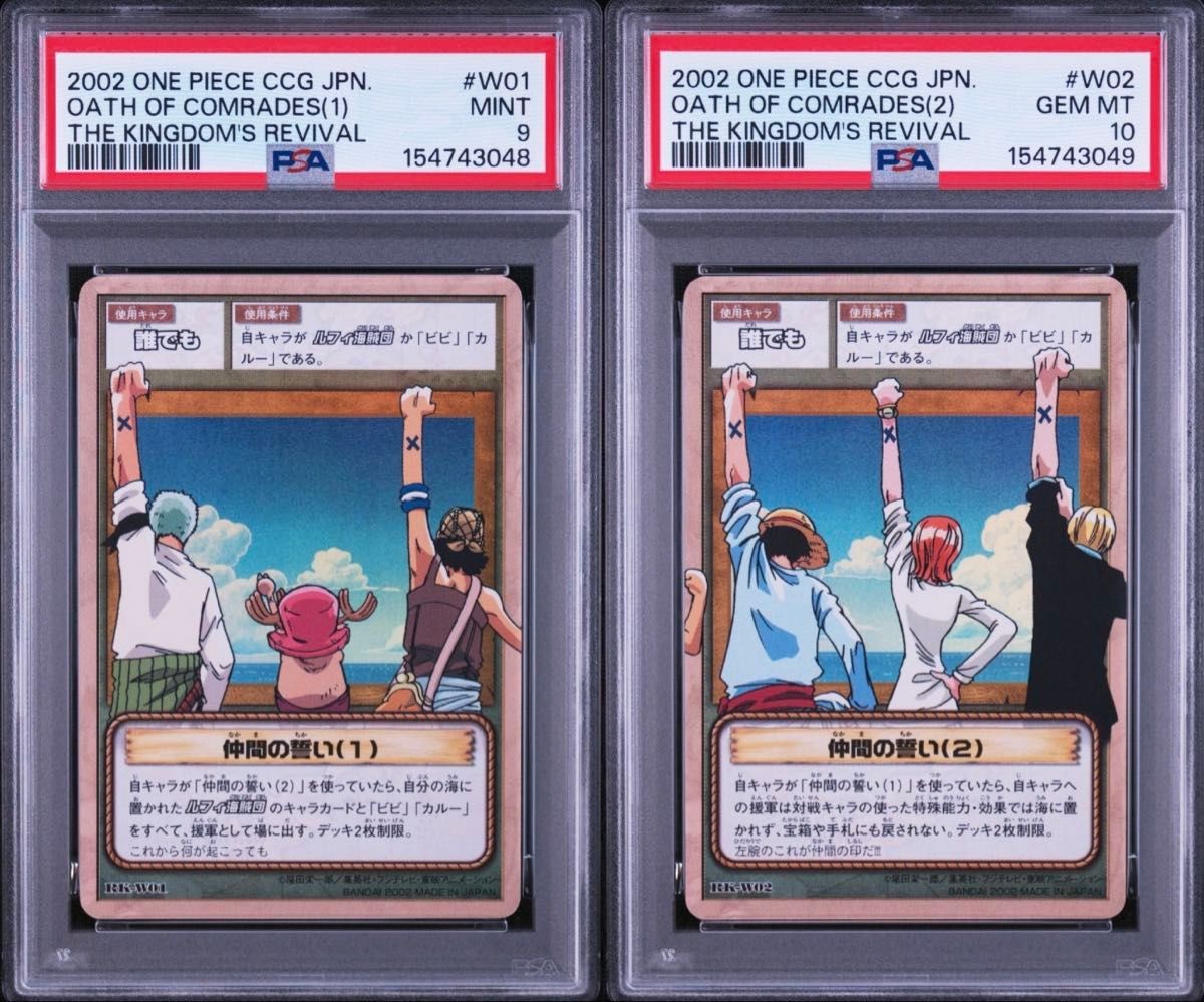 PSA 10 PSA 9 One Piece Carddass hyper battle 2002 Holo 2set RK-W01 RK-W02 Japan
