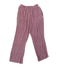 Vintage 90s Norton McNaughton burgundy red and cream print straight leg pants 14