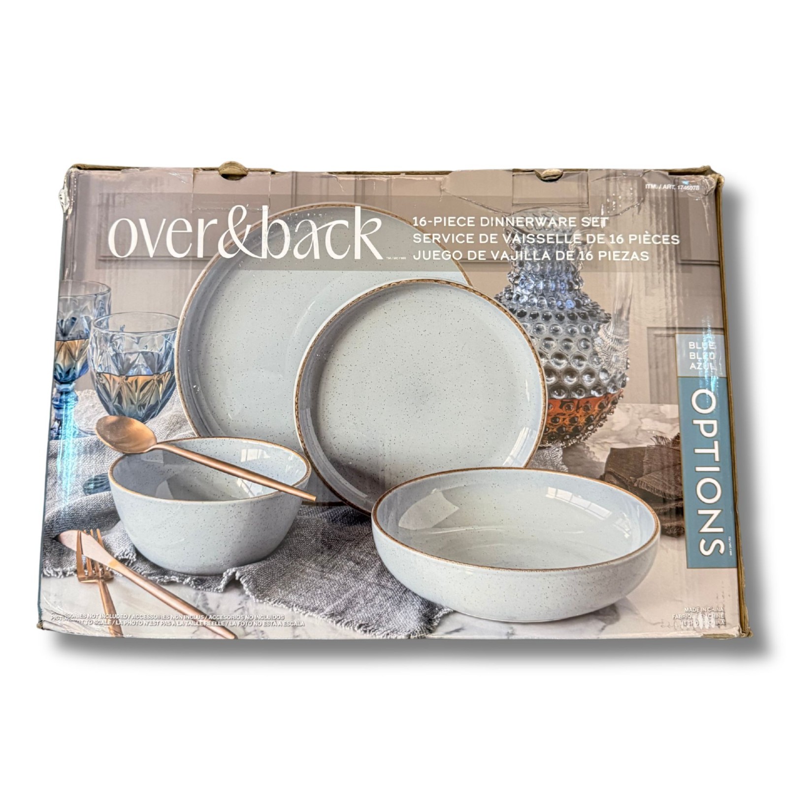 Over & Back Options 16-piece Dinnerware Set - Blue