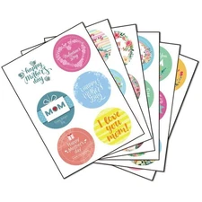6 Sheets Happy Mother s Day Stickers Round Farmhouse Labels Sticker 6 Designs