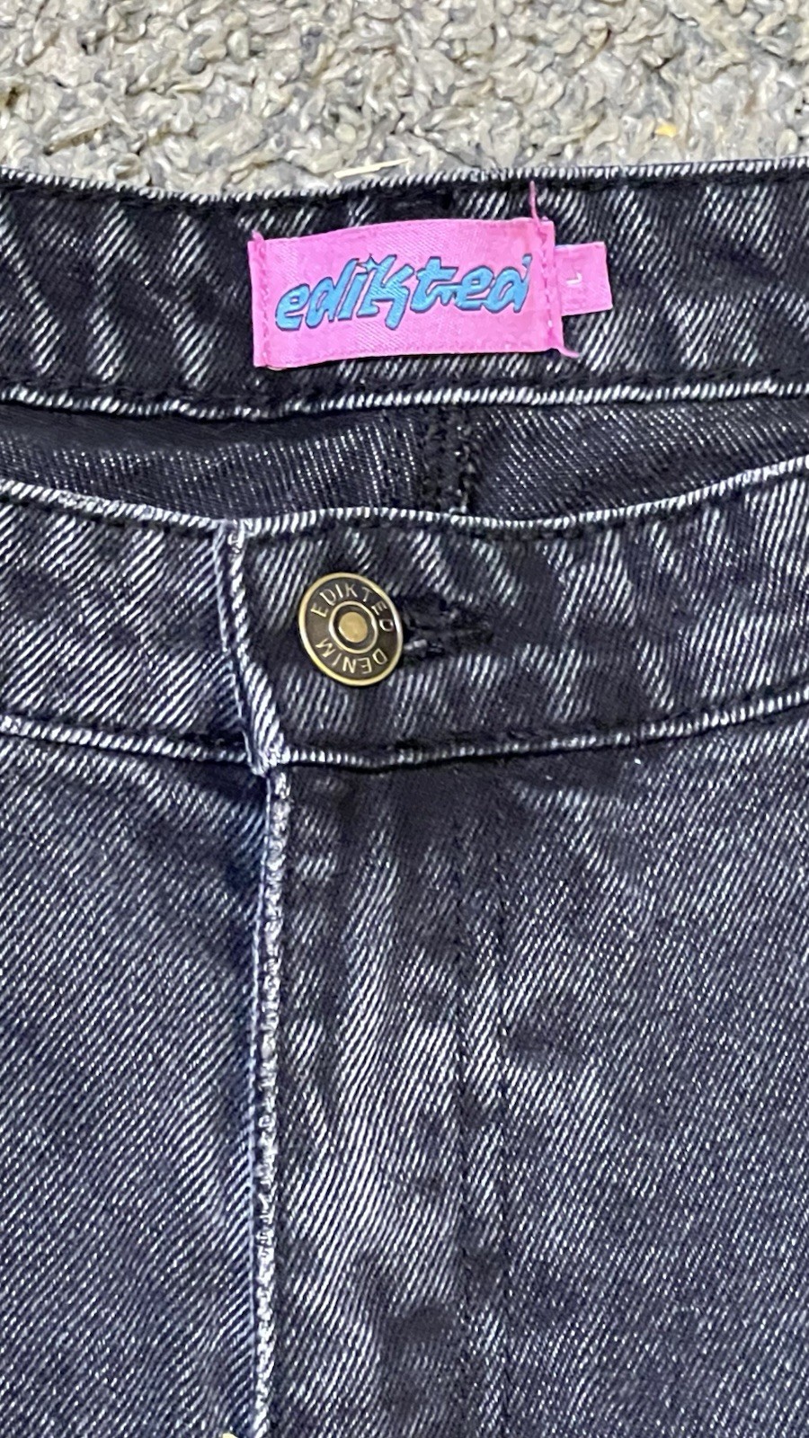 Edikted Ayla Low Rise Wide Leg Carpenter Jeans Woman’s Size L Black Washed image 8