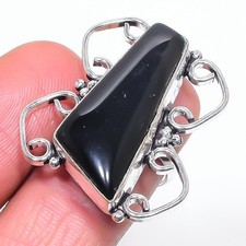 Black Onyx Gemstone Handmade 925 Sterling Silver Jewelry Ring Size 7 w892