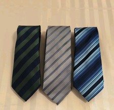 Men's Silk Ties Barry Wang Striped Lot Of 3 Blue Green Gray NWT