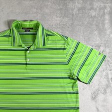 Nike Tiger Woods Collection Golf Polo Shirt Mens XL Green Stripe Dri-FIT