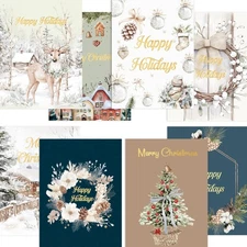 Fancy Land Modern Rustic Christmas Cards with Envelopes 24 Pack UV Spot Coating 