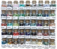45 Crystal Gemstones In Glass Bottles Set Chakra Healing Witchcraft
